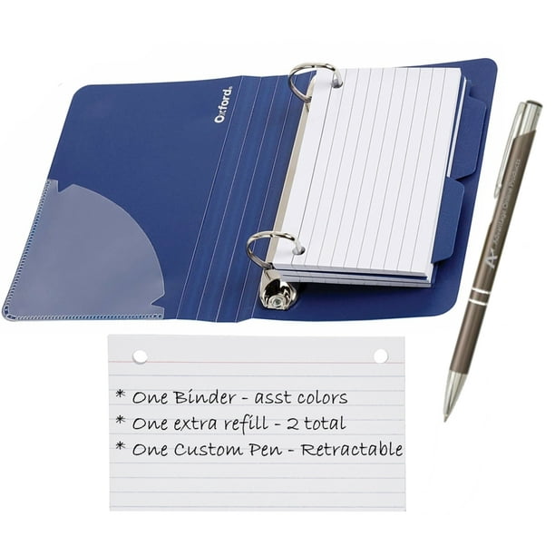 Oxford Index Card Binder with Dividers, 3" x 5", Color Will Vary, 50