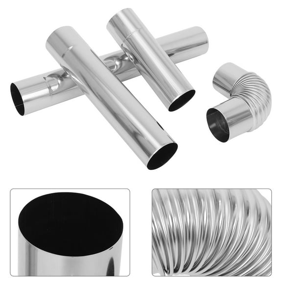LOLIPPYY 4-Piece Stainless Steel Chimney Flue Pipe Kit with Modular Elbow for Residential Stoves