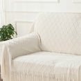 thumbnail image 6 of White Throw Blanket,Lightweight Cream Throws for Sofa Couch Bed,Boho Knit Blanket,50"x60", 6 of 8