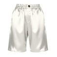 thumbnail image 7 of QATAINLAV Bermuda Shorts for Women Wide Leg Satin Knee Length Summer Casual Long Shorts Loose High Waisted Short Pants with Pockets, White, S, 7 of 7