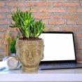 thumbnail image 3 of Zen Buddha Head Flower Basket Flower Holder Cement Succulent Planter Desktop Ornament, 3 of 3