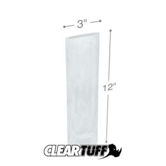 International Plastics PB20312 3 x 12 in. Clear Poly Bags, 0.002 Gauge - Case of 1000