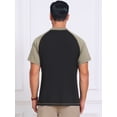 thumbnail image 3 of DARING DIVA Men's Raglan Henley Retro Short Sleeve Button Down T-Shirt M Black, 3 of 7