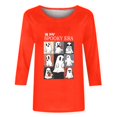 thumbnail image 4 of CLOISE Womens Halloween Tees Funny Halloween Ghost Print Shirts 3/4 Sleeve Round Neck Blouses Basic Loose Oversized Tees Boo Holiday Clothes Winter Gift, 4 of 5