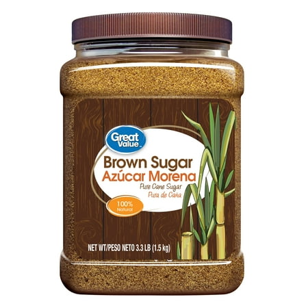Great Value Brown Sugar Plastic Jar 3.3 lbs. (1.5kg), Non-GMO