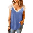 thumbnail image 2 of POGLIP Women's Blue Lace Knit Cap Sleeve Top, 2 of 6