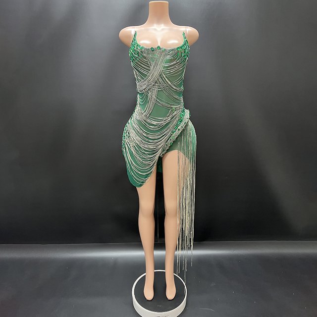 Novance Y2428-J Robes de Soirée Femmes Perles Chaîne à Pampilles Vêtements pour Femmes Automne 2023 Élégante Robe de Soirée pour Femmes Cristal Rouge