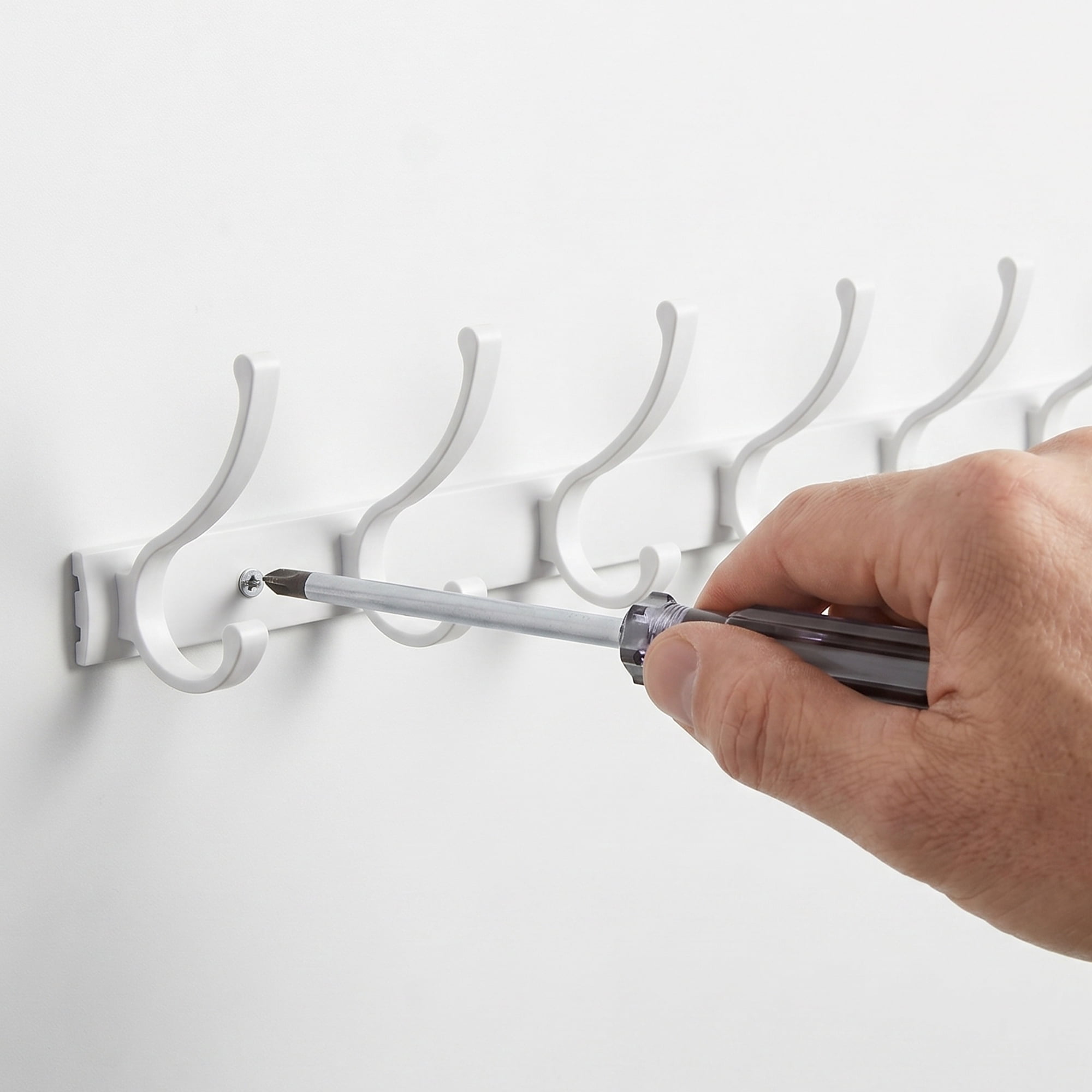 Unique Bargains Coat Rack Wall Mount,Hat Rack for Entryway and Bedroom White 7 Hooks