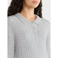 thumbnail image 3 of No Boundaries Cable Knit Collared Pullover, Women's, 3 of 4