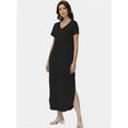 thumbnail image 6 of Women's V-Neck Casual Loose Short Sleeve Long T-Shirt Dress Split Maxi Dress with Side Pocket, 6 of 6