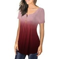 thumbnail image 3 of Womens Gradual Change Short Sleeve Summertime Fashion O-Neck Blouse, 3 of 5