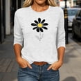 thumbnail image 4 of Dolkfu Crew Neck Women Clothing White Pull-on 3/4 Sleeve Minimalist T-Shirts Floral Casual Printed Tops White,M, 4 of 6