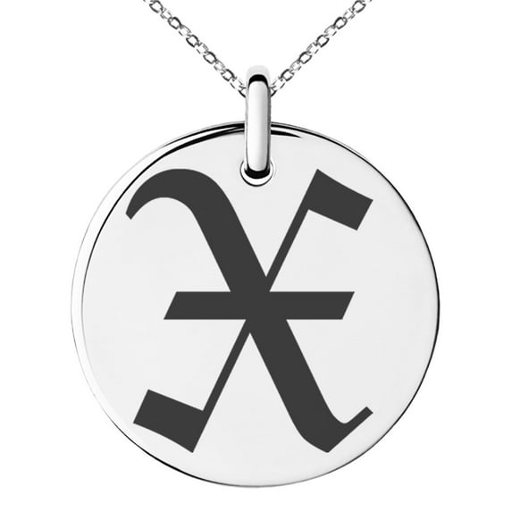 Stainless Steel Letter X Initial Old English Monogram Engraved Small Medallion Circle Charm Pendant Necklace