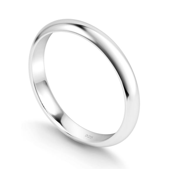 Kezef Sterling Silver Wedding Band 3mm Men or Women Bridal Ring Size 4 | Polished Finish | Tarnish Resistant