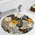 thumbnail image 4 of Leopard Print Soft Bedroom Round Area Rug, Washable Cute Nursery Circle Throw Mat, Non-Slip Contemporary Small Low Pile Floor Carpet for Dorm Bedside, 4 of 7