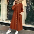 thumbnail image 2 of PENGXIANG Robe Longue Décontractée pour Femmes Robe Unie Col en V Élégante Manches Longues Grande Mode Robe Évasée, 2 of 5
