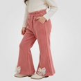 thumbnail image 2 of SGFCWSX Girls Flare Pants, Elastic Waist Corduroy Bell Bottom Casual Trousers with Bow Pockets for Kids School Daily Wear Pink Size 7, 2 of 9