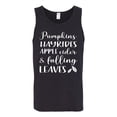 thumbnail image 2 of Wild Bobby Pumpkins Hayrides Apple Cider and Falling Leaves White and Black Halloween Men Tank Top, Black, Small, 2 of 6