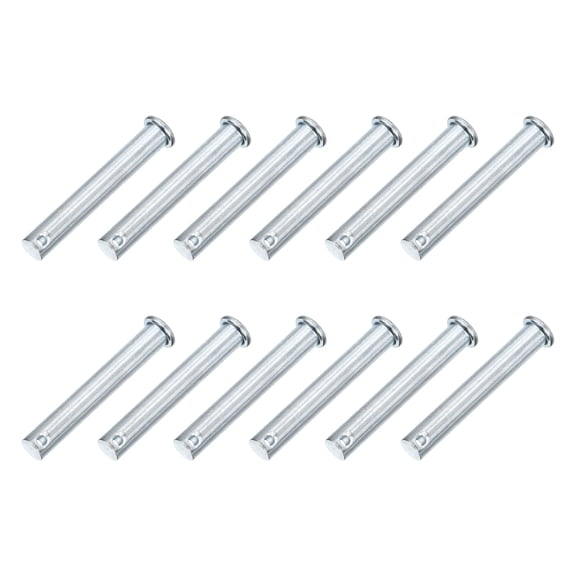 12Pcs M10 x 65mm Single Hole Clevis Pins, Zinc-Plated Carbon Steel Flat Head Pin