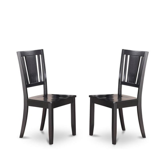 FurniFact Elegant Black Wooden Dining Chairs – Classic Design, Set of 2