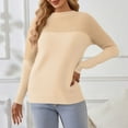 thumbnail image 5 of Stichou Women's Casual Long Sleeve Sweaters Loose Crewneck Knit Solid Pullover Sweater Jumper Tops Beige L, 5 of 5