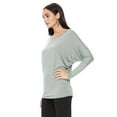 thumbnail image 2 of Women's Dolman Sleeve Knit Tunic Top Solid Long Sleeve Draped Loose Fit Pullover, 2 of 3
