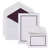 JAM Paper Wedding Invitation Combo Set, 1 Large & 1 Small, Bold Border Set, Purple Card with Purple Lined Envelope,100/pack