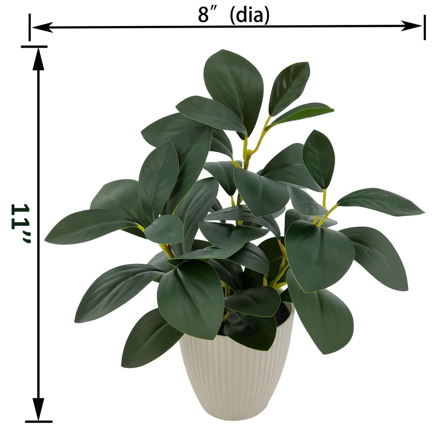 Mainstays 11in Indoor Artificial Plant in Pot, Green Peperomia., Baby rubberplant in Pot