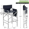 thumbnail image 3 of QRKD Tall Director Chair for Seniors & Makeup Artists, 31" Seat Height, 250 lbs Capacity, Folding Chair with Side Table, Pocket & Cup Holder, Portable for Camping, Fishing & Events, Navy Blue, 3 of 20