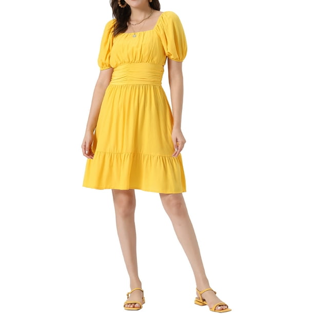 Casual yellow summer dresses sale