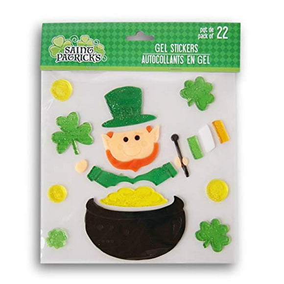 Regent Products Corp Holiday St. Patricks Day Leprechaun with Pot of Gold Gel Window Clings - 22 Piece