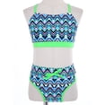 thumbnail image 5 of inlzdz Girls Tropical Print Bikini Set  Two Piece Swimsuits Summer Water Sport Swimwear Bathing Suits Triangle Green 14, 5 of 7