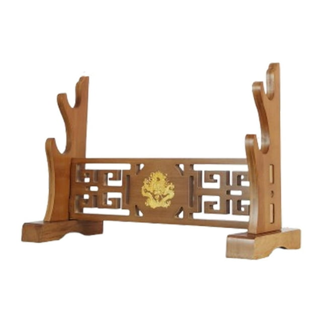 Yinanstore Samurai Stand Rack Horizontal Storage Japanese Holder Solid Wood for Lightsaber Wakizashi Office Dojo 2 Tier