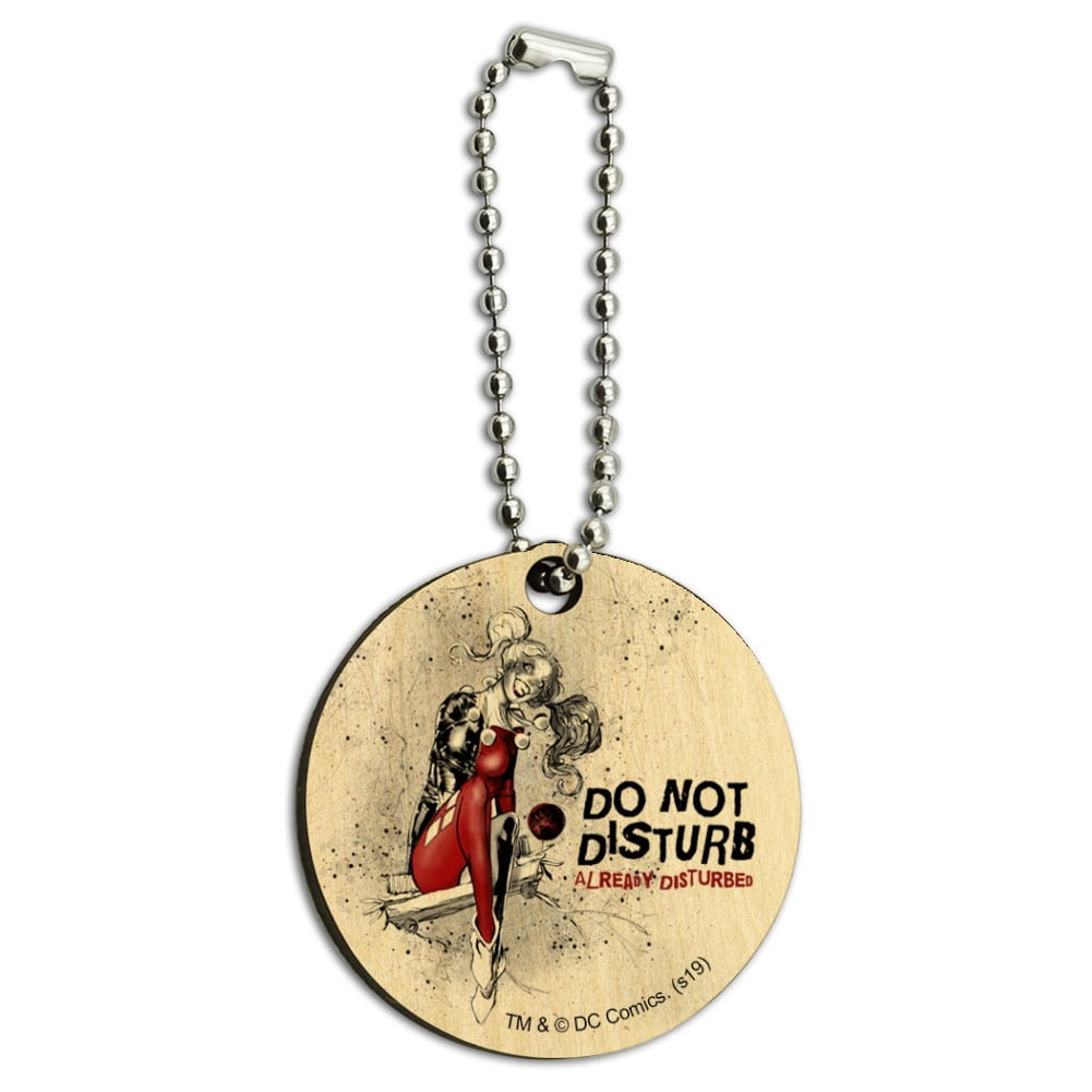 Harley Quinn Already Disturbed Wood Wooden Round Keychain Key Chain ...