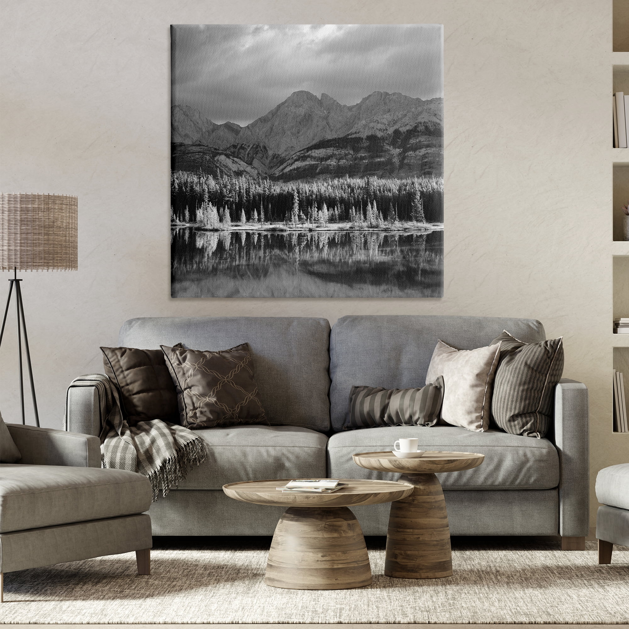 Stupell Industries Two Jack Lake Landscape Landscape & Nature Photography Wrapped Canvas Art Print Wall Art, 36 x 36