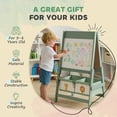 thumbnail image 5 of Qaba Kids Easel, 3-in-1 Double-Sided Art Easel with Paper Roll, Whiteboard & Chalkboard, Storage Baskets for Toddlers Ages 3-8, Green, 5 of 9