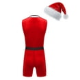 thumbnail image 2 of vastwit Men Christmas Santa Claus Fancy Dress Party Outfit Velvet T Shirt and Shorts A Red 3XL, 2 of 7
