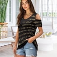 thumbnail image 3 of POLERO Women's Cut Out Cold Shoulder Tops US Flag Camo Print Summer Short Sleeve Sexy Shirts Travel Beach Hawaii Tunic Soft Lightweight Casual S, 3 of 8