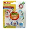Nuby 6+ Months Comfort Pacifiers with Free Wipes, 3 Pack