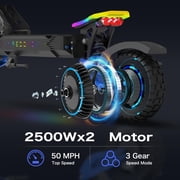 RD2 Off-Road Electric Scooter for Adults, 5000W Dual Motor, 60V 25Ah, Up to 50 MPH, 55 Miles Long Range, 10.5 Pneumatic Tires, Foldable Commuter E-Scooter