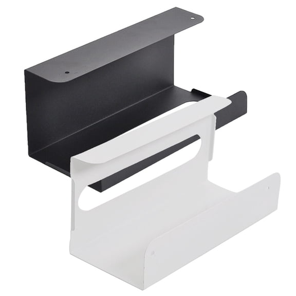 2pcs Wall Mount Tissue Dispenser Over the Cabinet Iron Paper Holder Napkin Organizer for Kitchen Home (Black, White)
