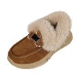 thumbnail image 1 of Yellow Ladies Thick Sole Winter Boots With Metal Chain Embellishments And Soft Furry Cuff For Comfortable Flat Heel Outdoor Use, 1 of 7