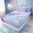 thumbnail image 2 of meiyoeat Mermaid Princess Scale Zipper Twin Comforter Sets with Fitted Sheet and 2 Pillowcases for Girls, Sparkle Initial S Zipper Bedding Set for Kids, Purple Blue, Pink Reversible, 4pcs, 2 of 6
