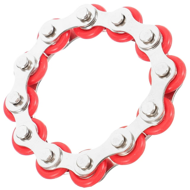 KONTONTY 1Pack Bike Chain Fidget Toy Red Stress Reducer Decompression Anti Anxiety For Adults Kids ADD Users