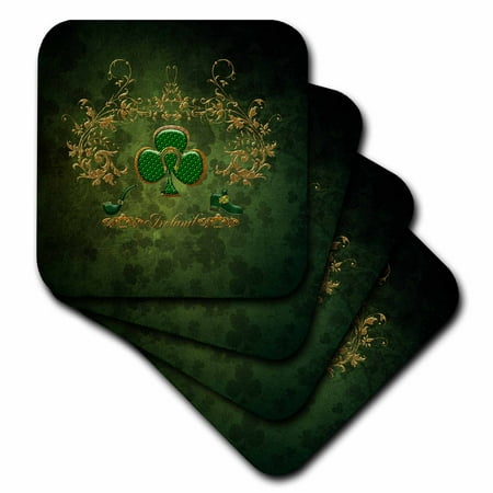 

Happy St. Patricks day with clover set of 4 Coasters - Soft cst-280491-1