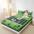 thumbnail image 4 of Homewish Seattle City Silhouette Full Size Sheets,Rugby Sport Theme Bed Sheets,Deepblue Green Sheet Sets For Boys Kids,Microfiber Bedroom Decor,4-Piece, 4 of 7