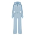 thumbnail image 6 of Women 2 Piece Sports Set Hooded Drawstring Full Zip Cropped Jackets Elastic Waist Sweatpant Casual Loose Outfits (XL, Sky Blue), 6 of 6