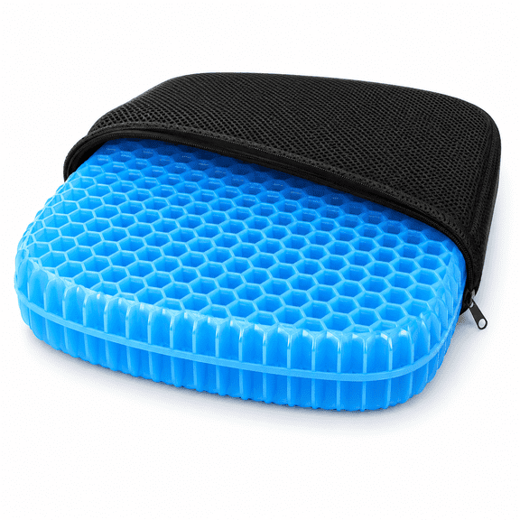 Gel Seat Cushion for Office Chair, Wheelchair and Car, 17.7 x 15.7 x 1.6 in, Breathable Silicone Gel, Blue
