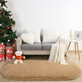 thumbnail image 2 of Lochas Soft Oval Rugs Fluffy Plush Modern Area Rug Shaggy Furry Carpet for Living Room Home Decor Play Mat,2.6'x5.3',Camel, 2 of 7