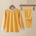 thumbnail image 6 of Yhong Thermal Underwear Set for Boys Girls Fleece Lined Sleepwear Long John Homewear Base Layer Top Yellow 100, 6 of 7